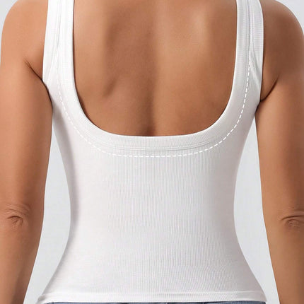 European and American Amazon cross-border U-collar backless vest with removable pad, slim-body version of basic vest