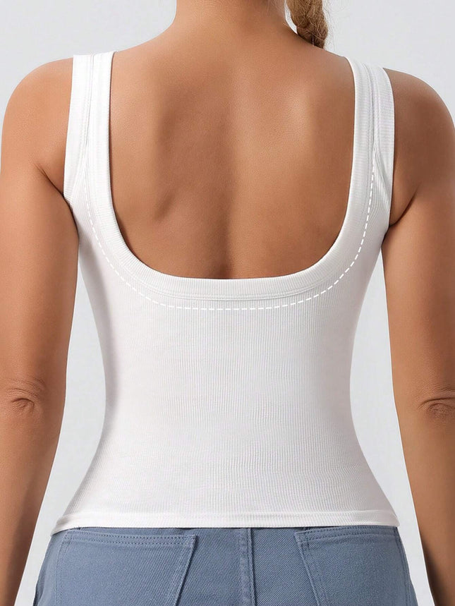 European and American Amazon cross-border U-collar backless vest with removable pad, slim-body version of basic vest