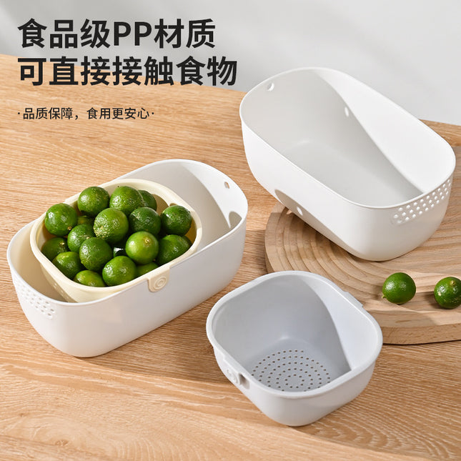 Multi-functional double-layer thickened fruit drain basket food grade melon seeds snack storage box living room kitchen fruit basket fruit plate