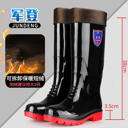 Kitchen High-Top Thickened Chef Rubber Shoes Non-Slip Rain Boots Waterproof Oil-Proof Kitchen Shoes with Cow Tendon Sole Men's Long Water Shoes