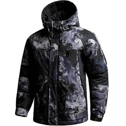 Autumn and Winter Tactical Camouflage Cotton Jacket Men's Cotton Jacket Jacket Cotton Jacket Hooded Jacket Thickeneded Work Clothes Outdoor
