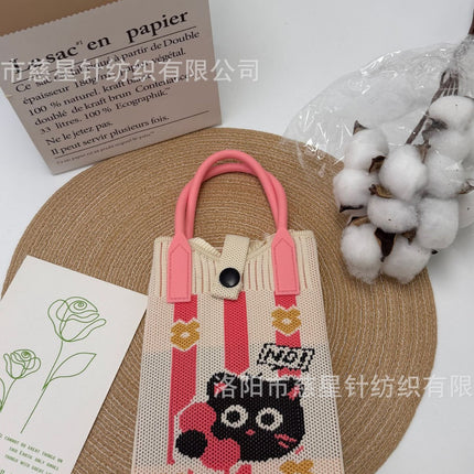 Girl's Heart-Shaped Knitted Crossbody Bag