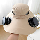 Bucket hat solar fan - beige