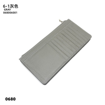Women's Genuine Leather Fashion Long Zipper Mobile Phone Wallet High-grade Cowhide Men's Large Capacity Card Bag Two-in-One in stock