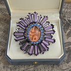 Lavender crystal brooch