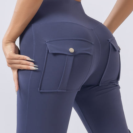 Multi-Pocket High-Waisted Tight-Fitting Stretchy Butt-Lifting Sports Leggings, Suitable for Outdoor Wear, Yoga Pants for Women, Running Fitness Pants, Slimming Effect