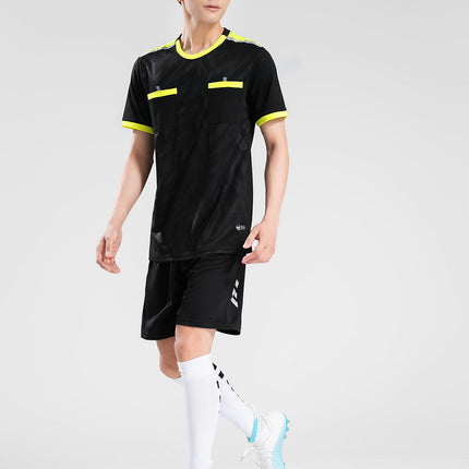 Quick-drying football referee uniform suit men's printed team uniform adult Referee Jersey student competition equipment football uniform summer