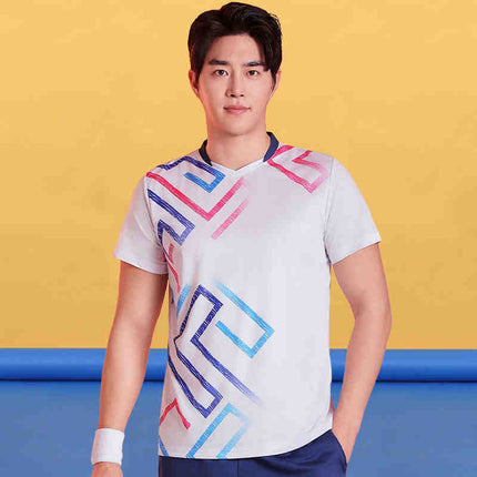 Badminton Clothing Top Men's Short-sleeved Quick-drying Women's Air Volleyball Competition Clothing Training Table Tennis Team Clothing Printing Summer