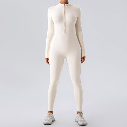 Cross-border Explosions High-elastic Zipper Vertical Collar Long-sleeved Yoga One-piece Suit Women's Sports Fitness Running Training Yoga Suit