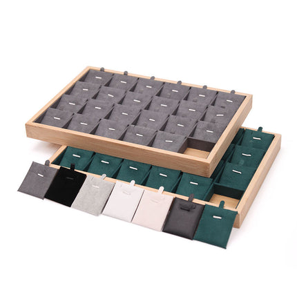 Fresh bamboo wood 24 grid pendant plate necklace pendant lucky card lucky beads jewelry tray window display props