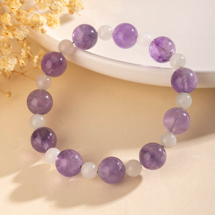 Xiaohongshu's Popular Nine Purple Fire Natural Amethyst Bracelet, Tianshan Green Bead Bracelet, Jewelry Wholesale for Stall Selling