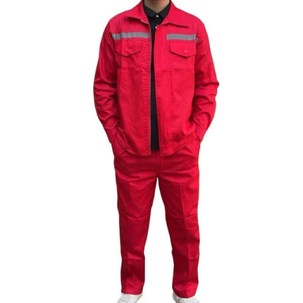 100% Pure Cotton Workwear Summer Thin Men's Long-Sleeve Set Top and Pants Breathable Work Uniform for Workshop and Auto Repair