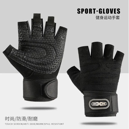 Fitness Gloves Half-Finger Men's and Women's Non-Slip Breathable Summer Weightlifting Hand Guards Dumbbell Equipment Training Long Wrist Cycling Gloves