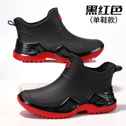 Military Green Trendy Cool Fashion Men's Short Rain Boots Sports Style Men's Waterproof Rubber Shoes Thickened Widened Non-Slip Men's Foreign Trade Rain Boots