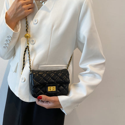 This Year's New Fashion Casual Simple Niche Popular Quilted Chain Lock Crossbody Shoulder Bag Mini Small Square Bag