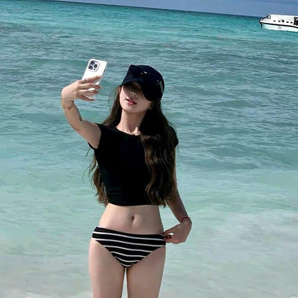 Source manufacturers swimsuit women's hot spring sexy pure high beautiful triangle cup bikini vacation three-piece set