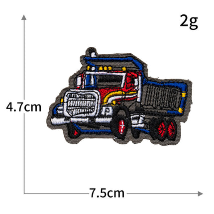 Hot-Selling Computer Embroidery Excavator Engineering Vehicle Bulldozer Cartoon Embroidery Cloth Patch No-Sew Iron-On Hot Melt Adhesive Patch
