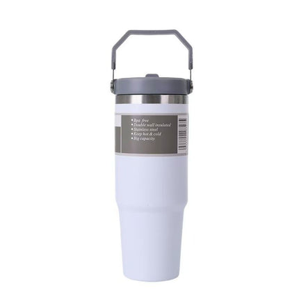 Cross-Border 30oz Stainless Steel Car Cup Large Capacity Car Portable Ice Cup with Straw Single Drink Thermos Cup