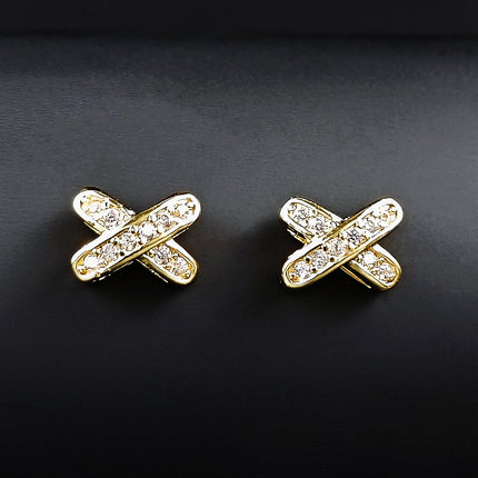 Amazon Minimalist Cool Style Zircon X-shaped Earrings for Women Simple Small Letter All-match Student Earrings e7501
