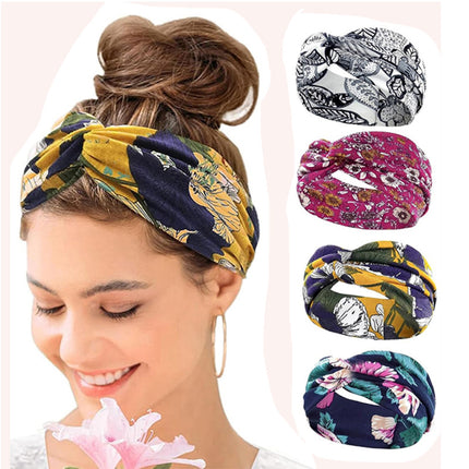 European and American Cashew Flower Hair Band Sports Running Bohemian Face Wash Makeup Hair Band Cross Wide Side Headband Women