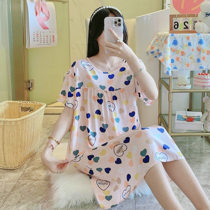 Cotton Silk Nightgown for Women 2026 New Style Casual Short-Sleeved Thin Loose-Fitting High-End Breathable Home Wear That Can Be Worn Outside
