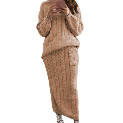 2026 Autumn/Winter New Women's Fashion Amazon European and American Style Cable Knit Sweater Women's Set Dress