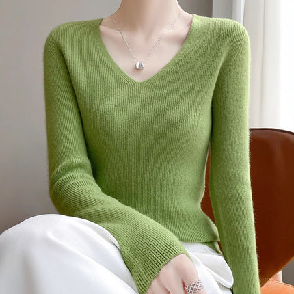 High-End Seamless V Neck Knitwear, First-Line Garment Technology Without Side Seams, Slimming Look Layering Artifact, Direct Supply from the Manufacturer