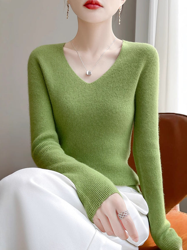 High-End Seamless V Neck Knitwear, First-Line Garment Technology Without Side Seams, Slimming Look Layering Artifact, Direct Supply from the Manufacturer
