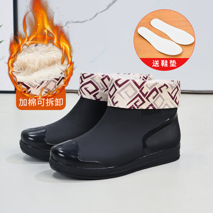 Cross-border hot-selling rain shoes women's short tube outer wear water shoes warm non-slip rain boots waterproof boots rubber shoes overshoes wholesale