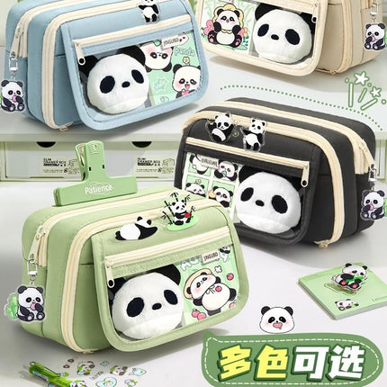 Large-Capacity Panda Pencil Bag High-Value Stationery Bag 2025 Girls New Multi-Functional Stationery Box Set Junior High School Students