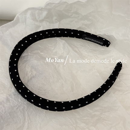 Internet Celebrity Explosion Wave Dot Black and White Fabric Sponge Hair Band Female High Cranial Top Show Face Small Head Band Temperament Out-of-the-way Hair Card
