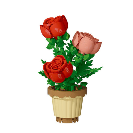 Compatible with Lego Forever Flower Sunflower Rose Fleshy Potted Plants Assembled Building Blocks Toy Valentine's Day Gift for Girls