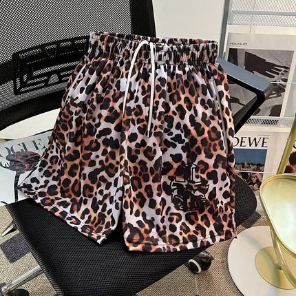 Internet Trendy Shorts Men's Hong Kong Style Trendy Brand Five-point Outer Wear Thin Loose Casual Leopard Print Large Shorts Quick-dry Beach Pants