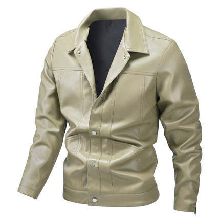 Ruilu-Leather) New Jacket Men's Vertical Collar Spring and Autumn Jacket Fashion Trendy Men's Casual Jacket Decorative Jacket Wind Outside