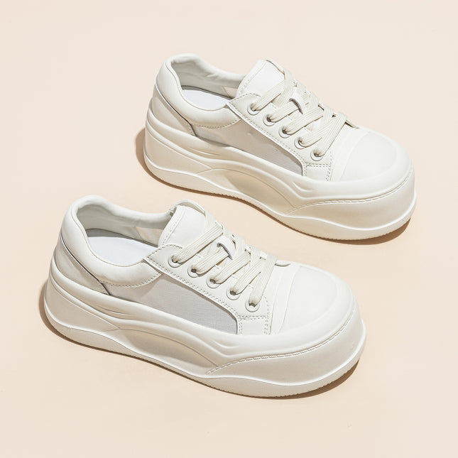 Women's White Sneakers 2026 Summer New Thick-Soled Height-Increasing Versatile Breathable Mesh Casual Lightweight Trendy Sports Shoes