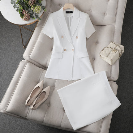 White Suit Set for Women, New Spring and Autumn Style, Cross-Border Elegant Goddess Style, Professional Attire with a High-End Feel, Casual Suit, Formal Wear