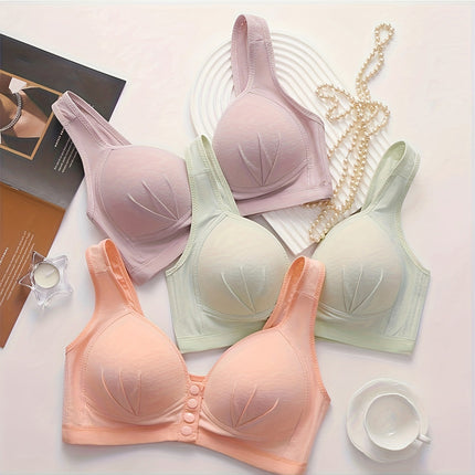 5Pcs Plus Size Seams Comfort Wires Push-Up Bra Set -