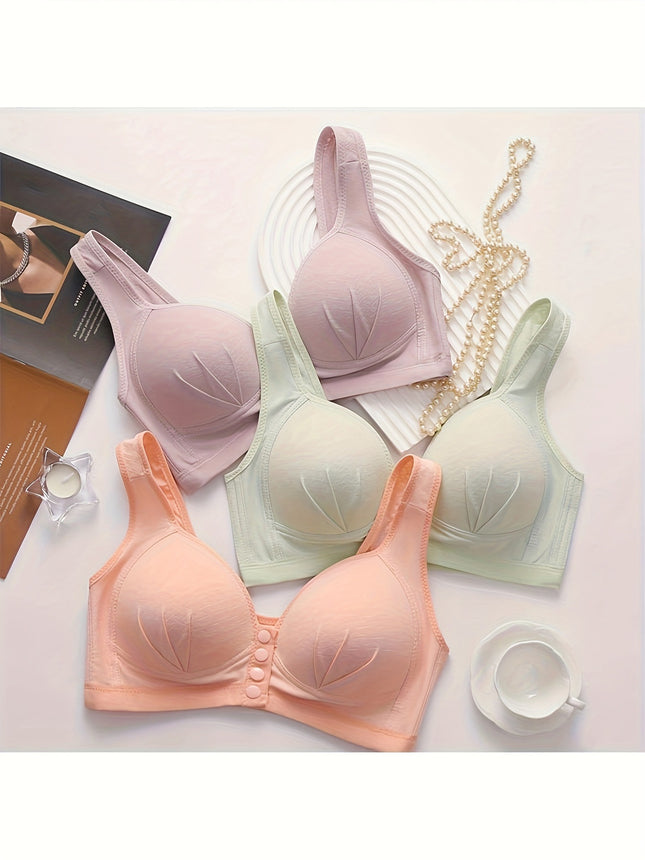 5Pcs Plus Size Seams Comfort Wires Push-Up Bra Set -