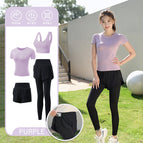 Purple [short-sleeved] four-piece set (black pants) upgraded model---crazy sale / M