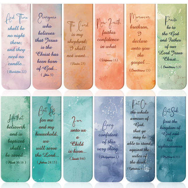 12pcs Gradient Colors Bible Magnetic Bookmark Students Books Magnetic Label Markers