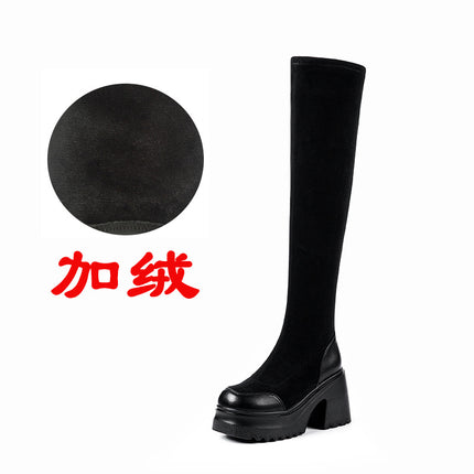 10cm High Elastic Boots for Women, 2026 Autumn New Thick-Soled Sock Boots, Long Boots, Versatile, Height-Enhancing, Slimming Boots