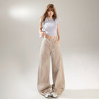 Gray wood color trousers / XS