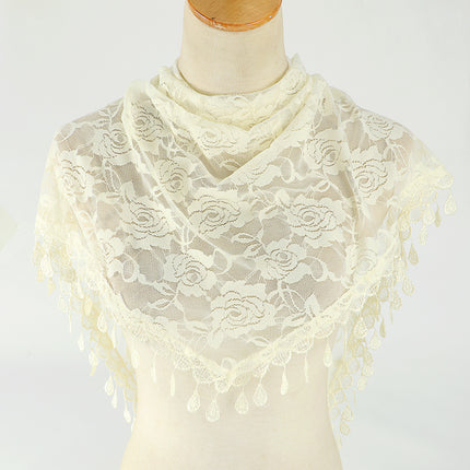 Hot Selling Lace Triangle Scarf Cut Out Korean Triangle Scarf Women's Export Hot Selling Summer Sun Protection Decorative Veil