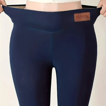 Autumn and Winter New Thick Lamb Fleece Leggings Women's High Waist Elastic Tight Outer Wearing One-piece Pants fleece-lined Warm Cotton Pants