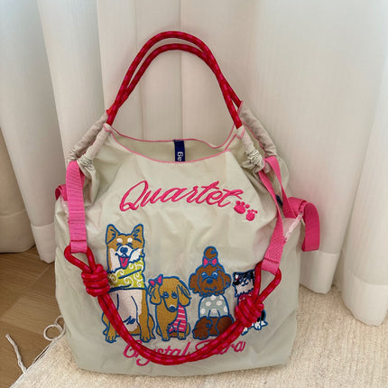 ball chain Japanese high quality eco-friendly shopping bag embroidered hand canvas bag nylon shopping bag