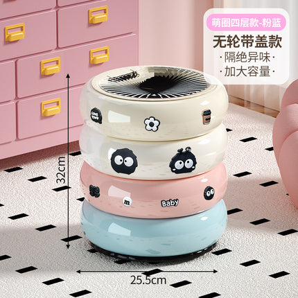 Living Room Trash Can, High-Looking Kitchen Bedroom Rotating Trash Can with Lid, Removable Bathroom Toilet Paper Basket