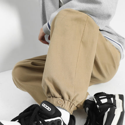 Army Green cotton overalls men's autumn and winter fleece-lined men's pants toe pants men's sweater winter casual pants men's