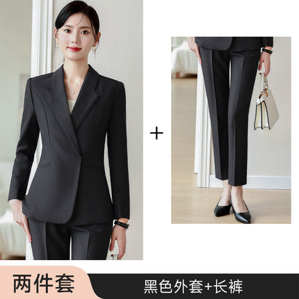Grey Professional Long-sleeved Suit suit Women's 2024 Temperament Autumn Hotel Front Desk Work Clothes High-end Jewelry Store Fixtures