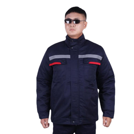 Winter cold protection cotton-padded jacket anti-static overalls wholesale embroidered word reflective strip factory cold storage gas station cotton-padded jacket