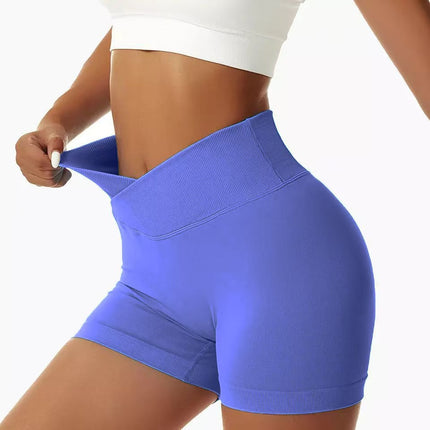 European and American Outdoor Yoga Shorts Elastic High Waist Running Fitness Tight Peach Hip Seamless Sports Shorts for Women